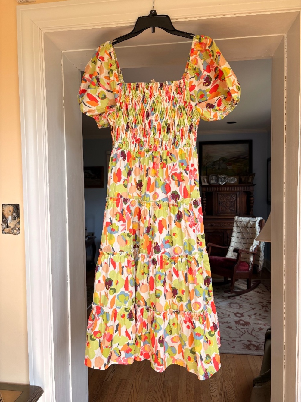 Entro Multicolor Floral Puffsleeve Smocked Sundress S